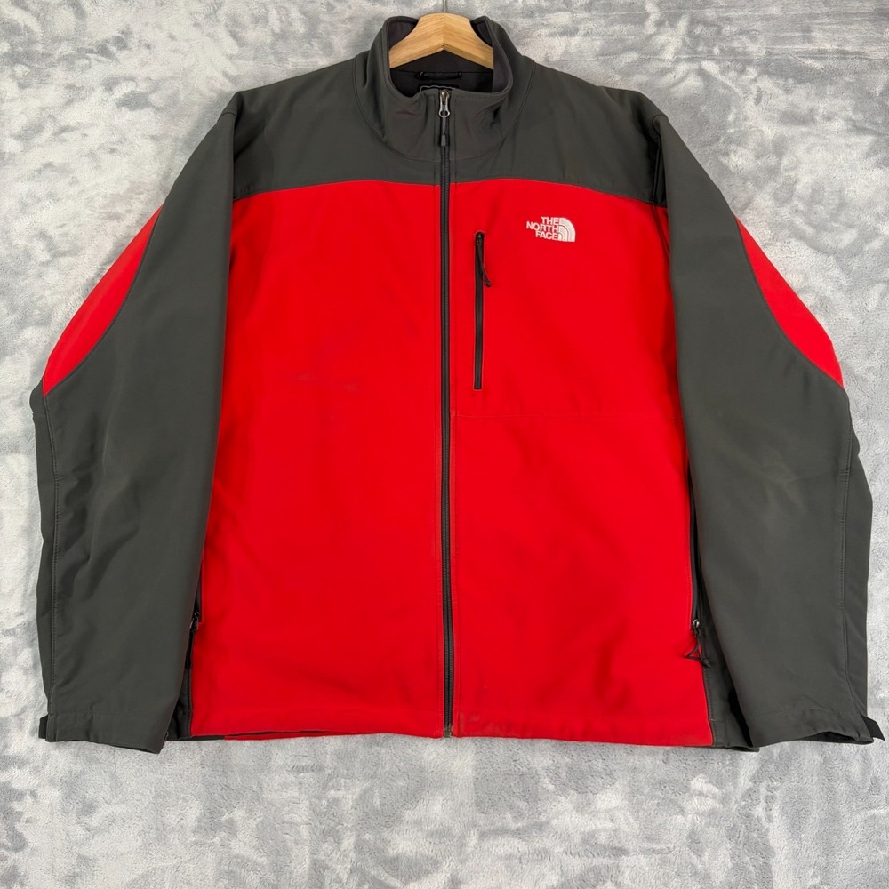 The North Face Mens 2XL Apex Bionic Softshell Jacket Red Gray Full Zip